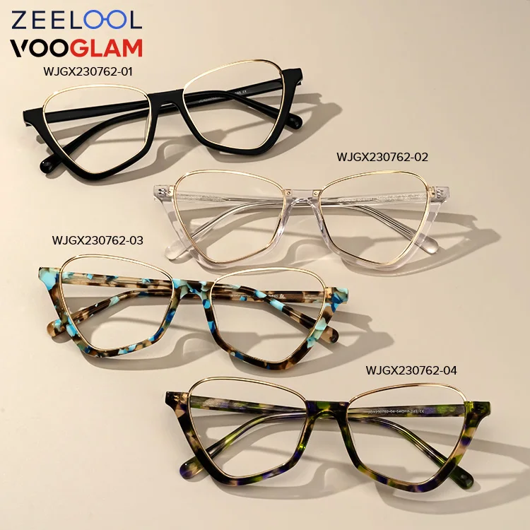 

Zeelool Vooglam floral multi colors half frame black white Wholesale Geometric Mixed Eyeglasses Frames Optical Eyeglasses Frame