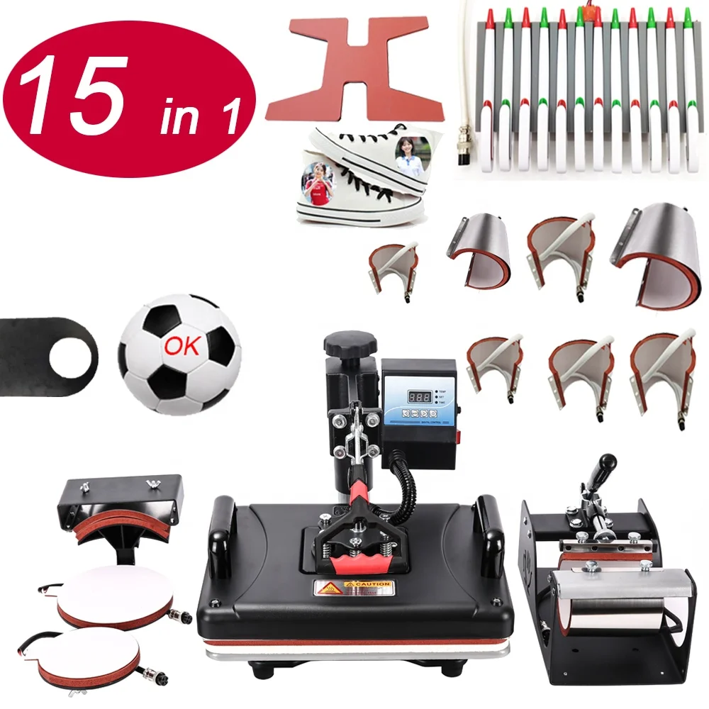 

12x15 Inch Press Machine Sublimation Combo Heat Press Machine 15 In 1 For T Shirt/mug/ball Heat Press Machine