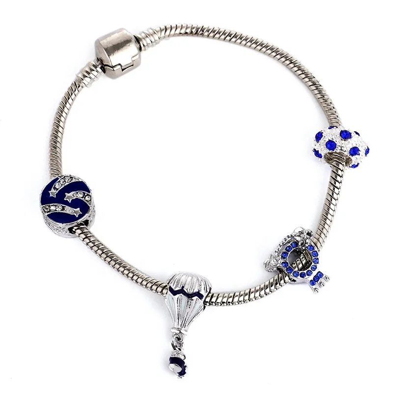 

New Arrived Blu Pumpkin Hot Air Balloon Bracelet Blue Sapphire Women Rhinestone Bracelet