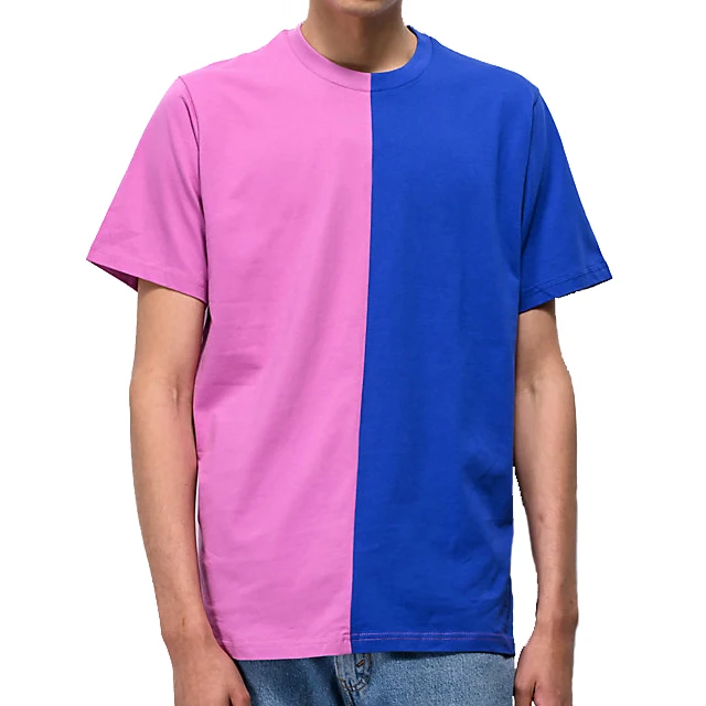 

Two Color Block Two-tone Braid T Shirt Split Colored Cut And Sew T-shirt