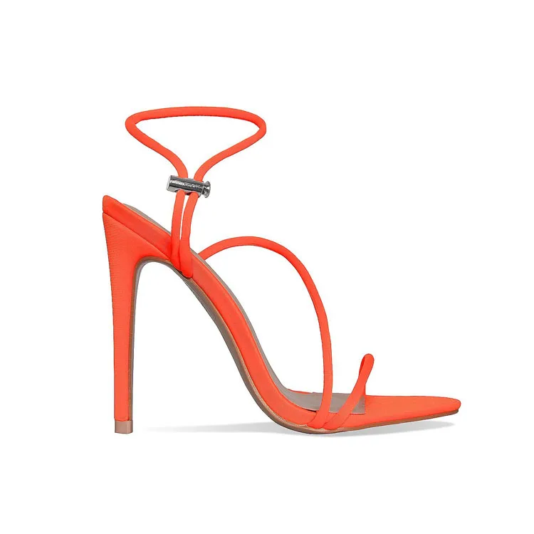 

2021 INS Amazon Women Sandals High Heel Lady Pumps Shoes Fluorescent Zapatos De Mujer Summer Stiletto, Orange,black,green