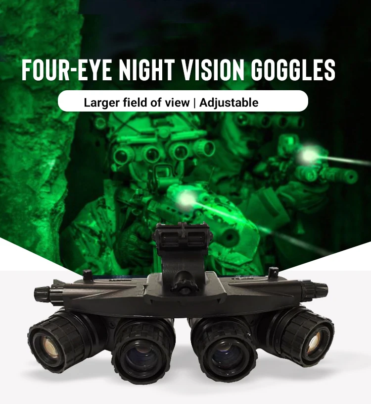 用于狩猎的军用3头盔夜视四眼头座夜视眼镜 Buy 第3代夜视头盔 四眼夜视镜 全景夜视护目镜product On