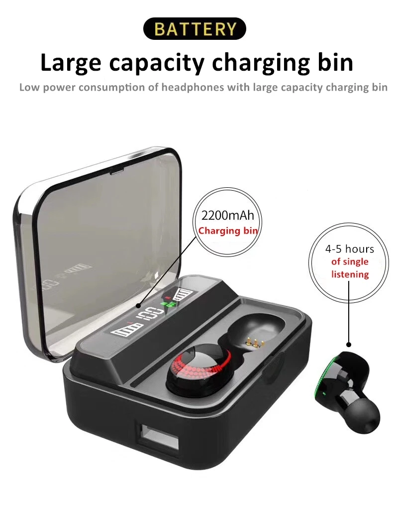 2020 Waterproof bluetooth earphone led display powerbank wireless power bank s590 s590B tws earbuds with power bank - ANKUX.COM