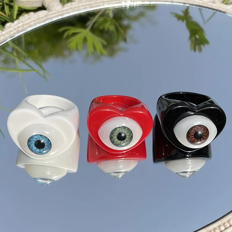 

Retro creative sense of big eyes ring DIY resin ring, Picture