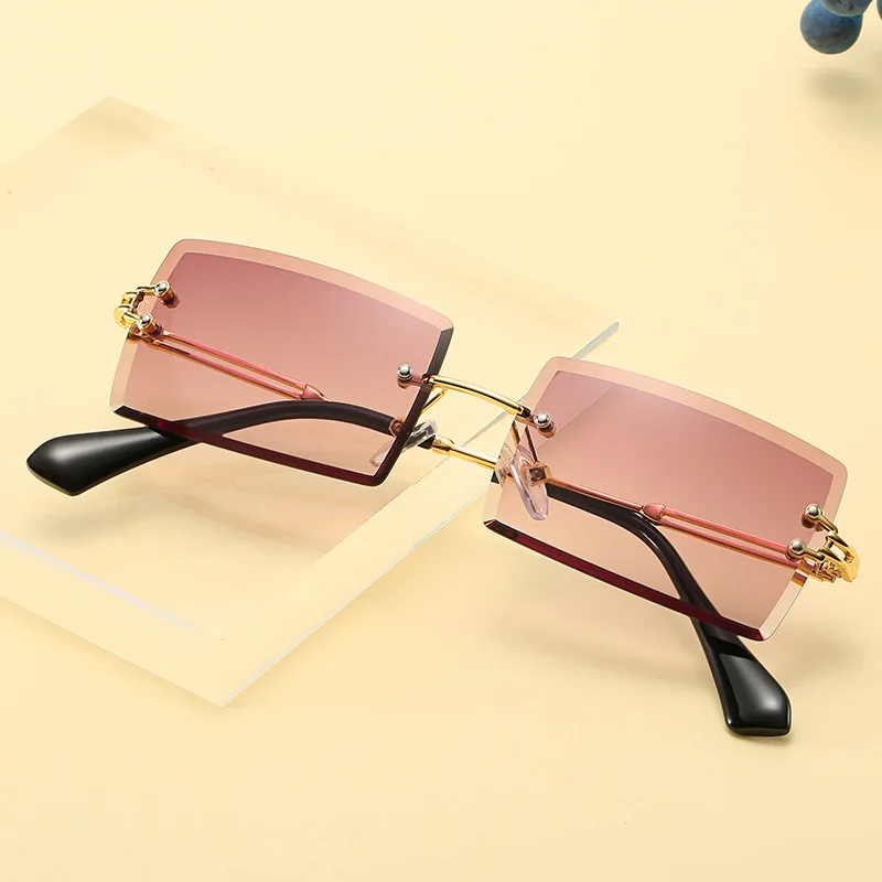 
Rimless Sunglasses 2019 Fashion Rectangle Shades Sunglasses Women Men 