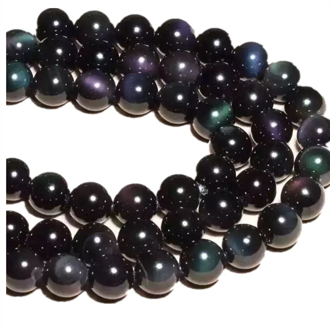 Natural AAA Rainbow Eye Obsidian Round Loose Beads for DIY Jewelry Making Bracelet Necklace Earrings Factory Wholesale