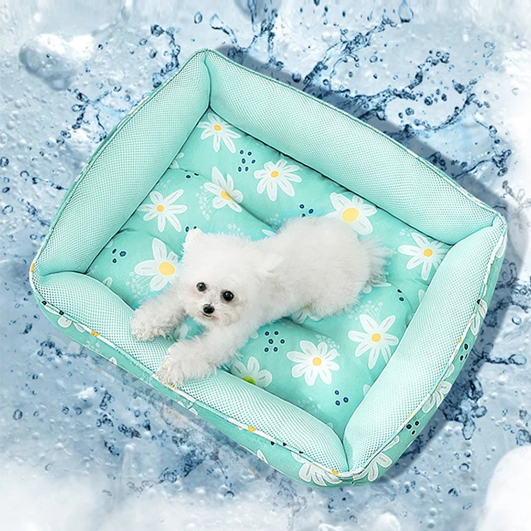 

Summer Pet Cooling Mat for Dogs Cats Pet Cool Pad Ice Silk Sleep Mat Bed, Blue,green
