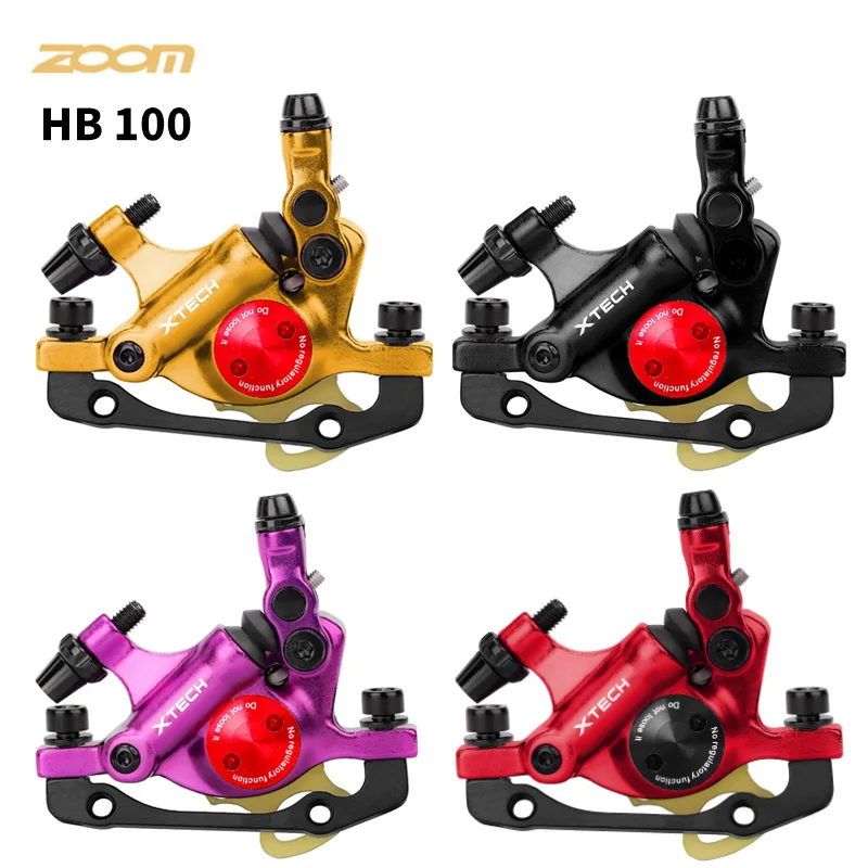 

ZOOM xtech HB-100 MTB Hydraulic Line Pulling Disc Brakes Set 140 160 180 mm Bike Caliper Rotors Bicycle Parts, Black gold red blue purple