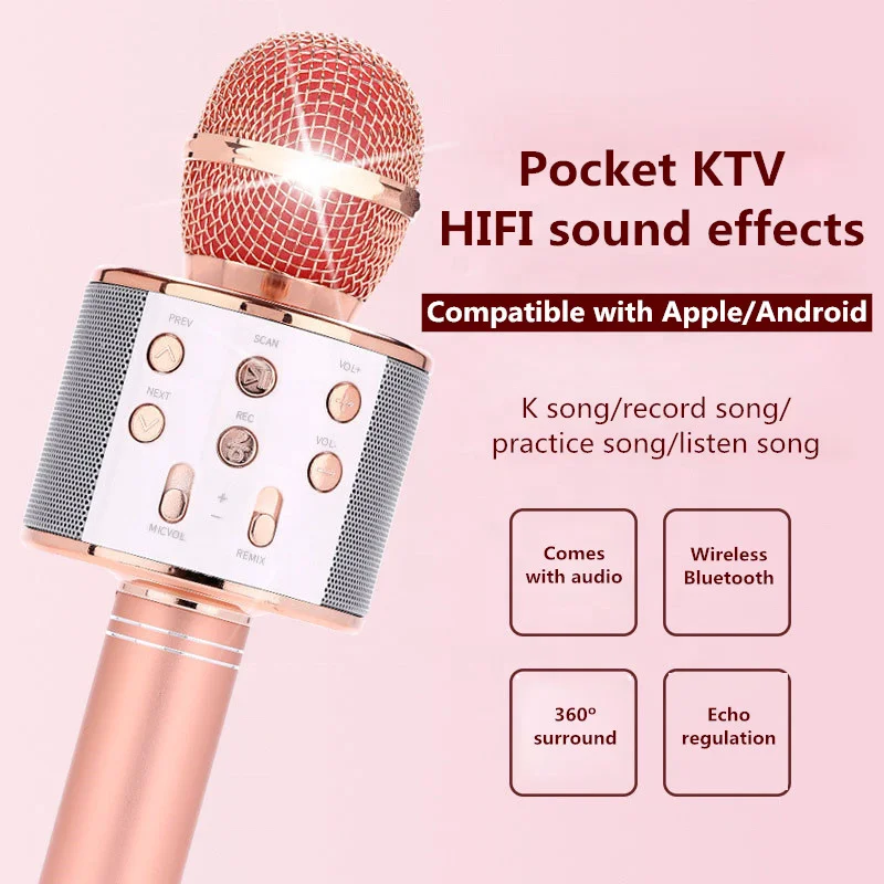 

Cheap Karaoke Speaker Microphone Wireless condenser Mic Microphone for Home Party Karaoke Speaker Christmas Birthday