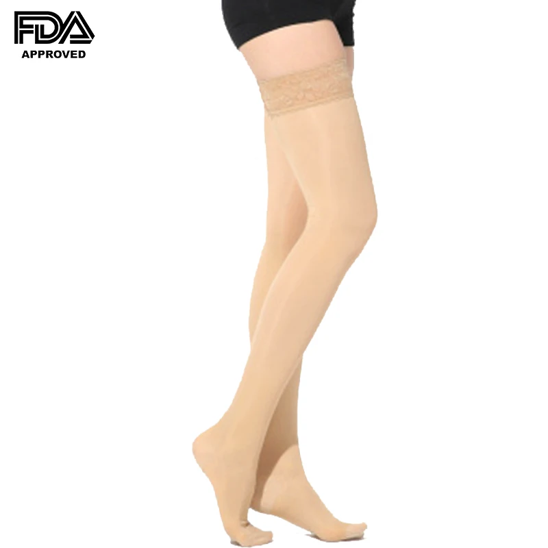 New arrive thigh high lace medical compression stockings varicose veins for sale