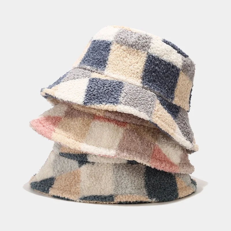 

fuzzy bucket hat unisex lamb wool bucket hat terry cloth, Many