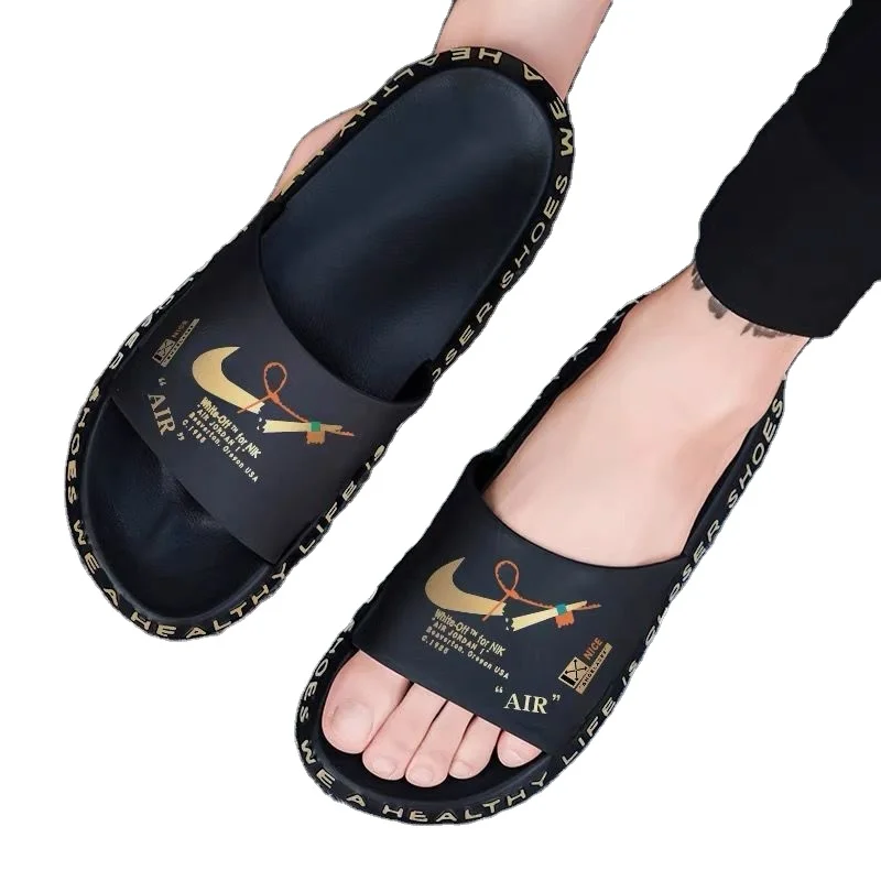 

2021 Hot Summer Designer Fashion Brand Slides Outdoor Flat Soled Anti Slip Slides Sandals Air Sneakers Slippers For Men's, Black,white