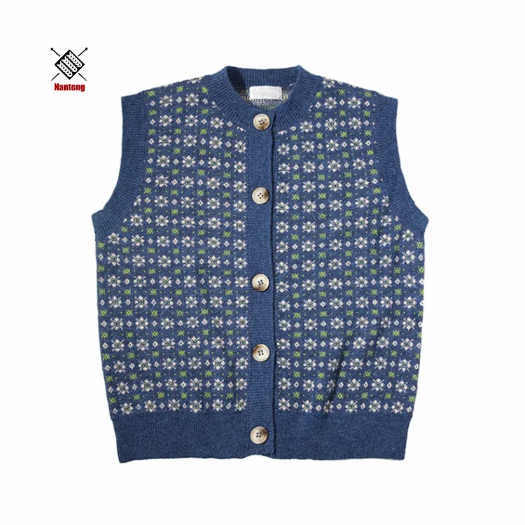 

New Design High Quality Knitwear Cotton Custom Cardigan Sleeveless Knitted Vest Men