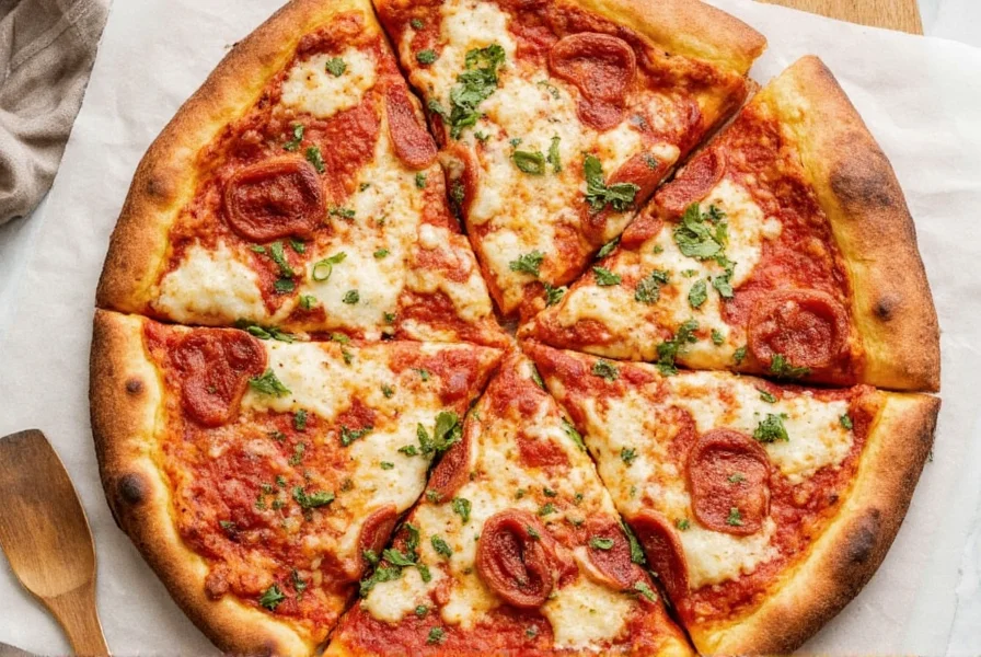 Fresh basil and oregano on pizza