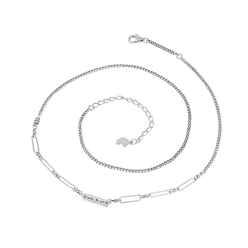 

s925 sterling silver women's necklace retro silver wild simple fashion cold wind clavicle chain, Picture shows