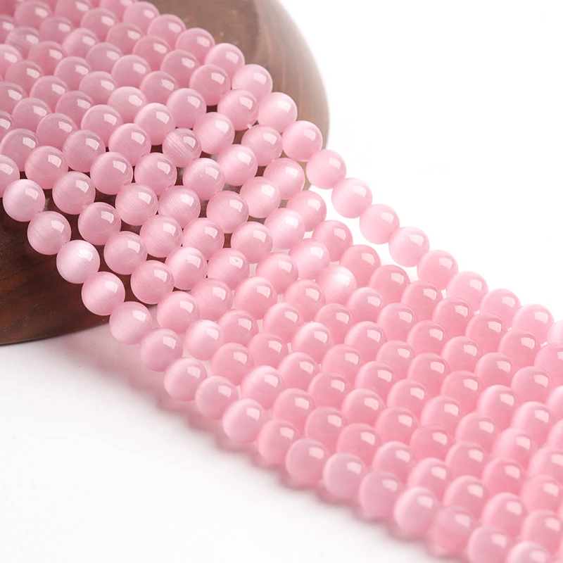 

Pink Opal Stone Beads Natural Cat Eye Round Loose Spacer Beads For Jewelry Making DIY Bracelet Necklace 15"Strand 4/6/8/10/12mm