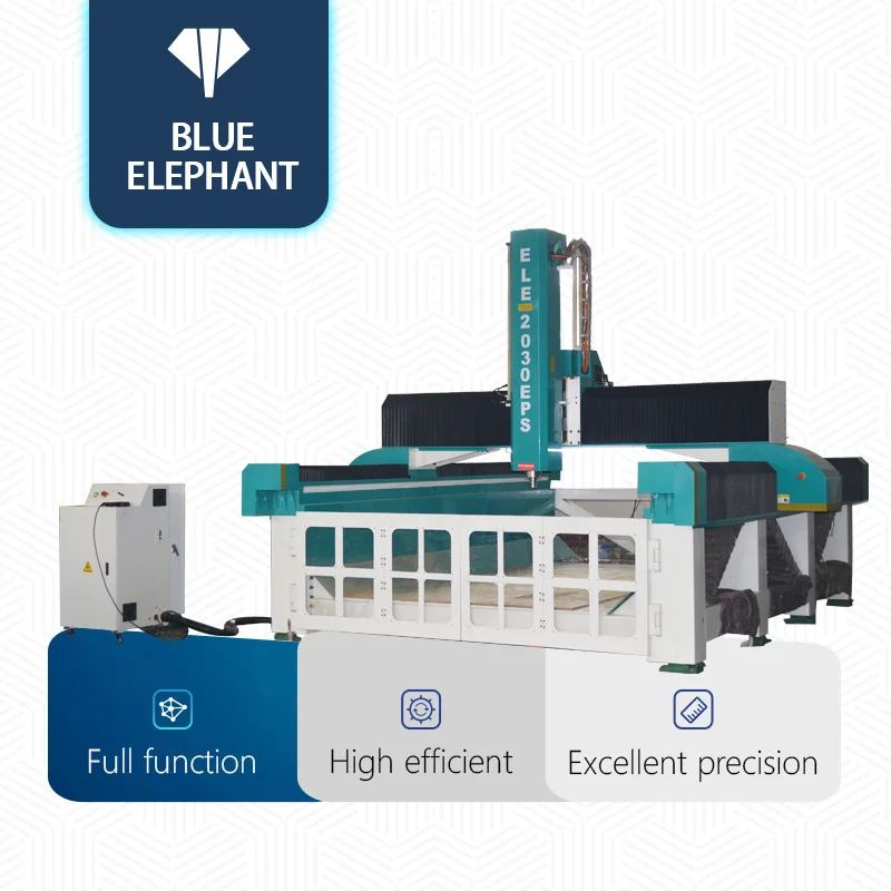 

high level blue elephant eps c and c foam working machine for sale in France with air cooling spindle system 2030 3DFoam Cutting