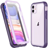 

For iPhone 11 Phone Case, Dual Layer Rugged Shockproof Clear Bumper Case with Built-in Screen Protector for iPhone 11 6.1 inch