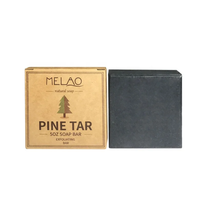 

142g Pine Tar Soap Anti-Acne Oil-Control Exfoliating Deep Cleanse Handmade Soap Bar With Olive Oil Hemp Seed Oil Oatmeal Extract