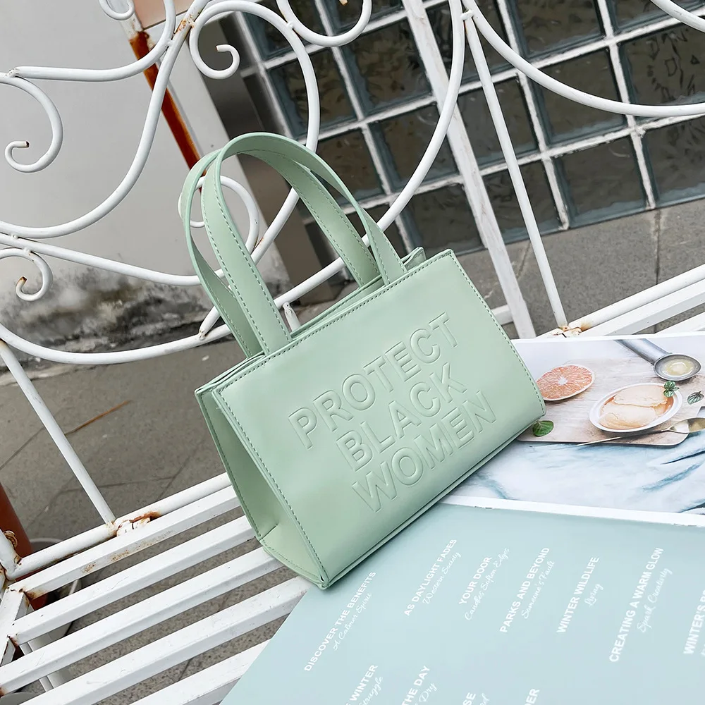 

2022 New fashion custom pu protect black women solid color all match luxury tote bag leather women's tote bags, 4 colors