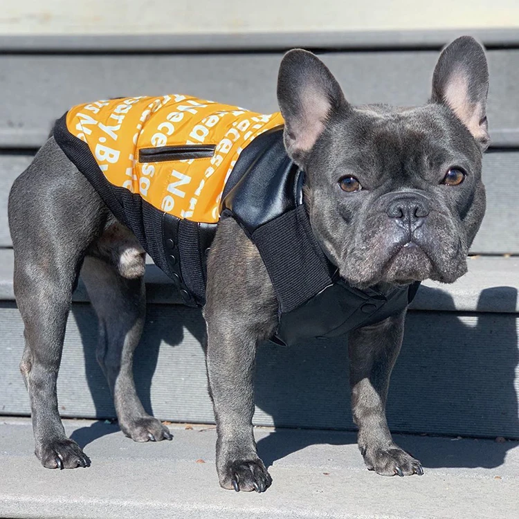 

Pet Dog Clothes Wholesale French Bulldog Vest Padded Warm Dog Jacket Cotton Clothing for Winter, Red/yellow