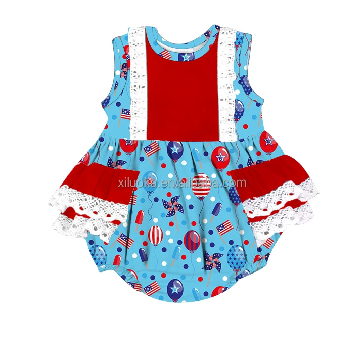 

Ruffle Design 4th of July Toddler Boutique Clothing Baby Girl Lace Romper