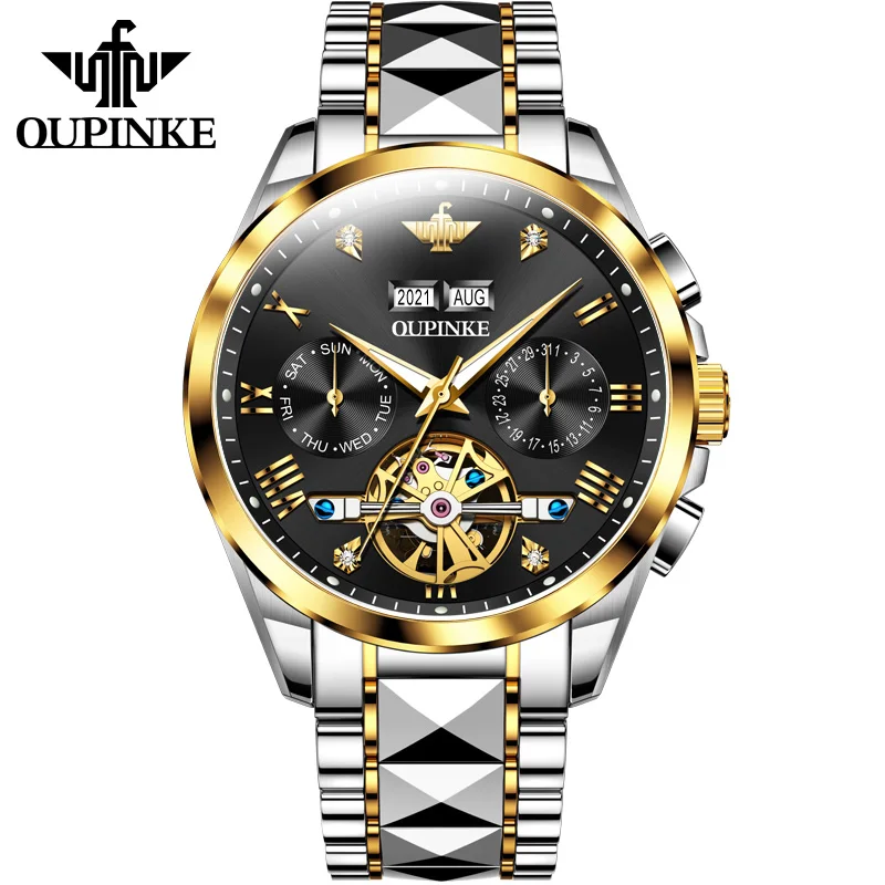 

Oupinke 3186 OEM Custom Waterproof Powerful Luminous Display Men Mechanical Skeleton Automatic Luxury Watch Wrist, Customized colors
