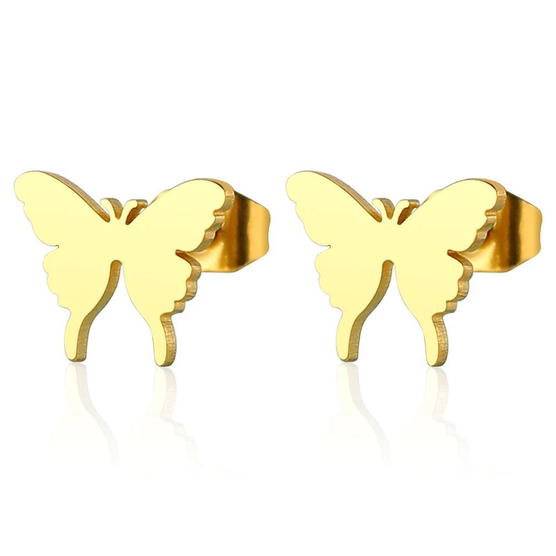 

New fashion butterfly stud earrings gold stainless steel 316L bow hoop earrings fall fine jewelry women trend 2020