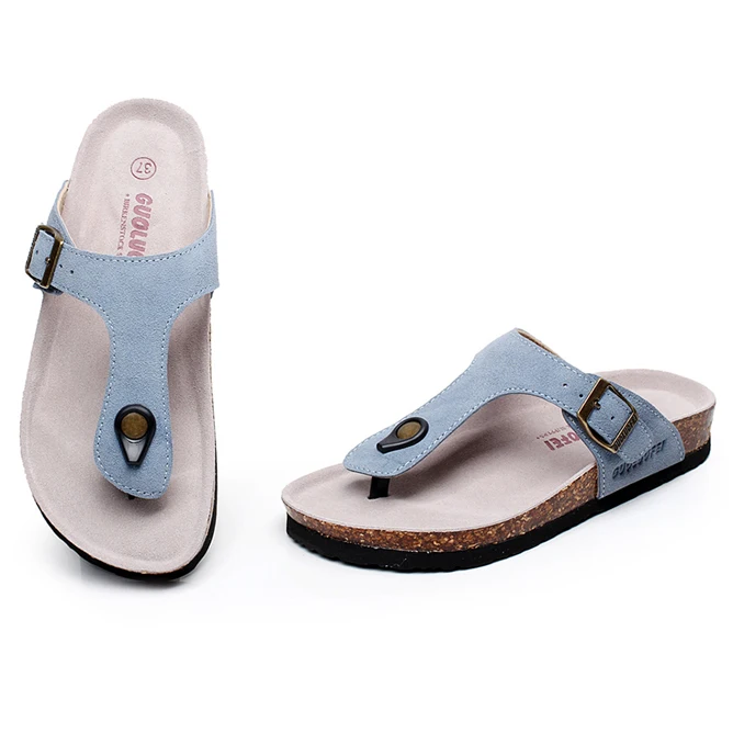 

blue summer sandals slippers for women Non-slip buckle-strap open toe slides slipper sandals for outdoor slippers flip flops, Customer's request