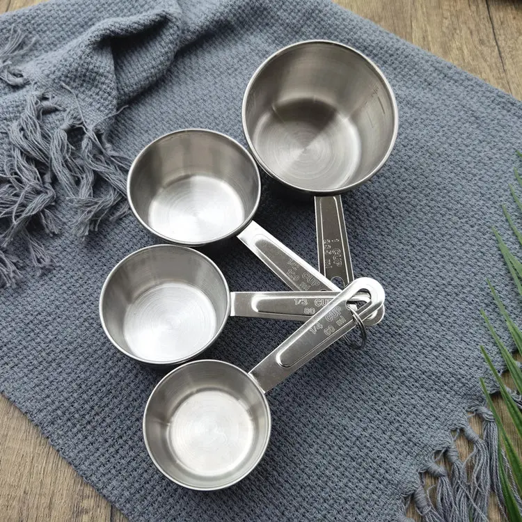 

hot selling products 2021 measuring cups 235ml/120ml/80ml/60ml stainless steel measuring set 4 sizes cup measure, Silver