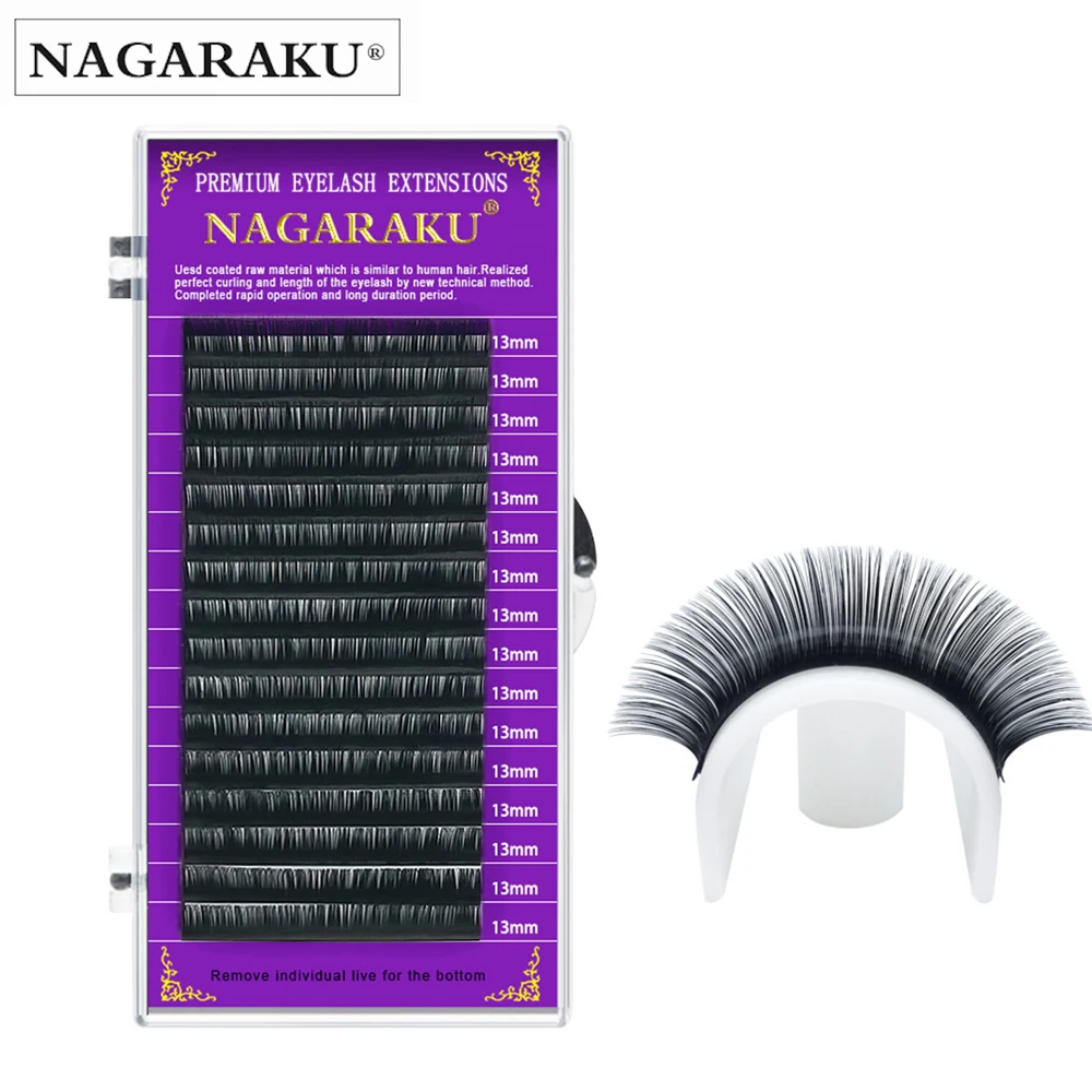 

NAGARAKU 16Rows Faux mink individual eyelash lashes maquiagem cilios for professionals soft mink eyelash private label lashes, Matte black