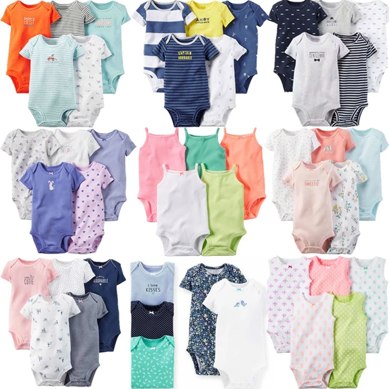 

5pcs/Lot Unisex Infant Bodysuits Summer Clothes Romper Baby Girls 6-24Months Baby One-pieces Jumpsuit