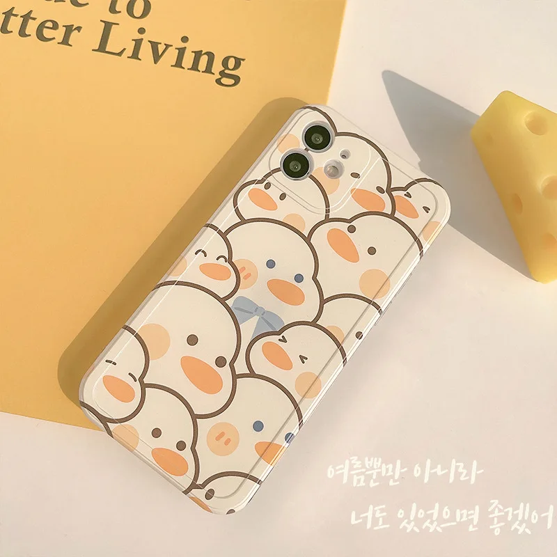 

ins Cute cartoon case duck pattern mobile phone bags & cases for iphone11 12 13 pro max TPU girl phone case, Transparent