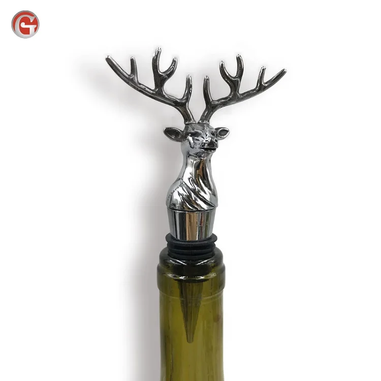 

Bar supplies new decorative deer head vacuum wine bottle stopper bottom, Gold