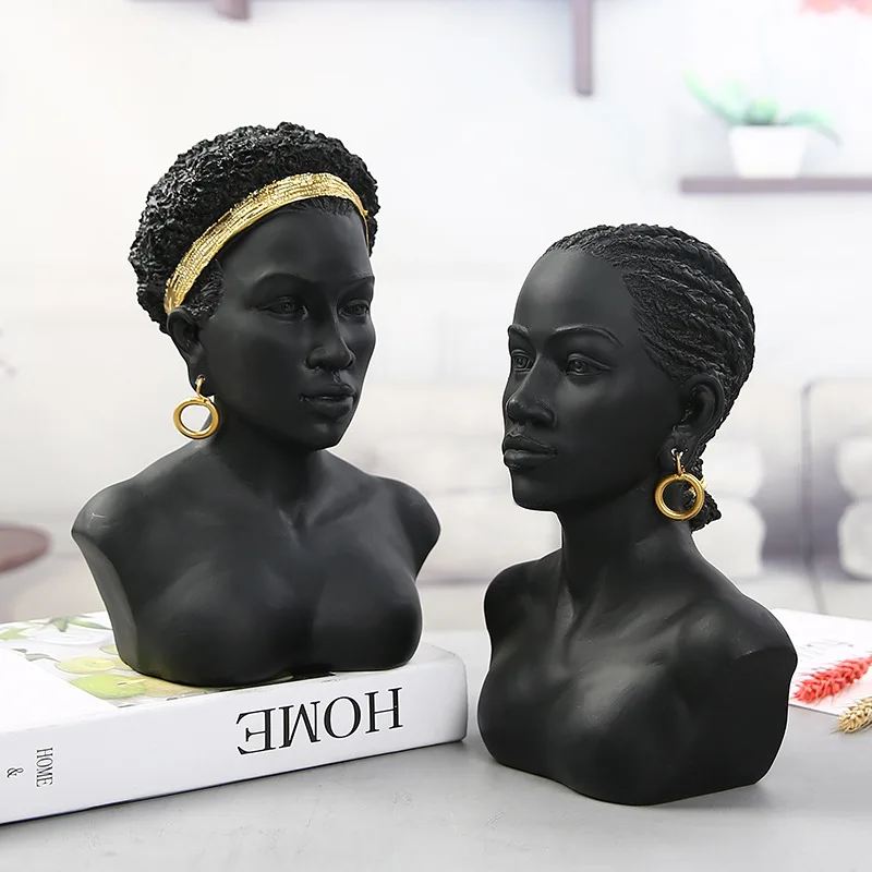 

Modern home accessories decoration resin crafts black figurines ornaments