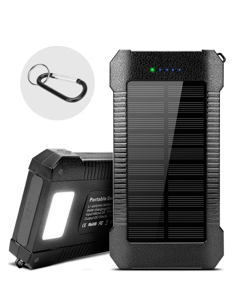 Best Dual USB Type-C Input Output 5V 3A Li-Polymer Battery Solar Panel Waterproof Solar Charger Power Bank 30000mah