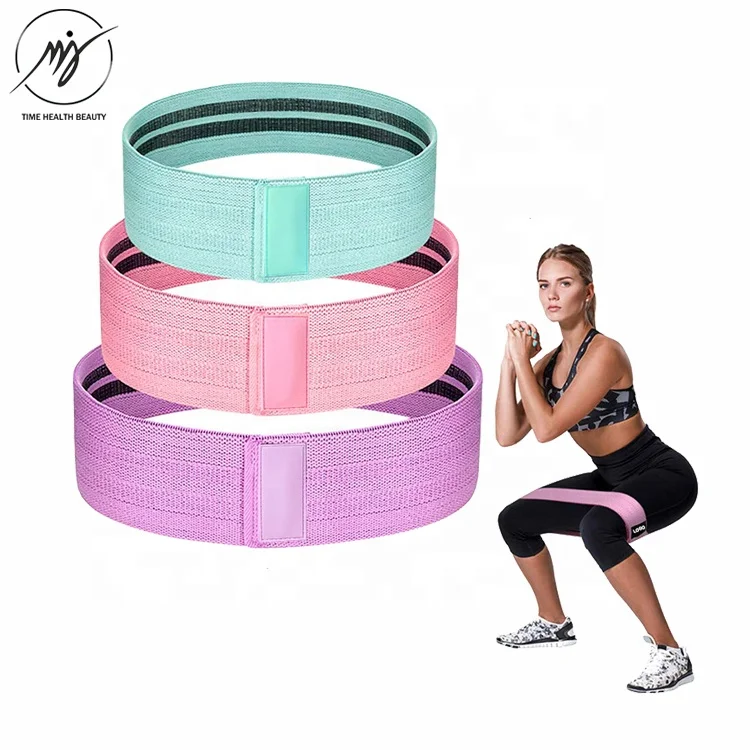 

Thick exercise 3 in 1 sets upgrade custom logo fabric elastic resistance bands loop for women, Purple,blue ,pink