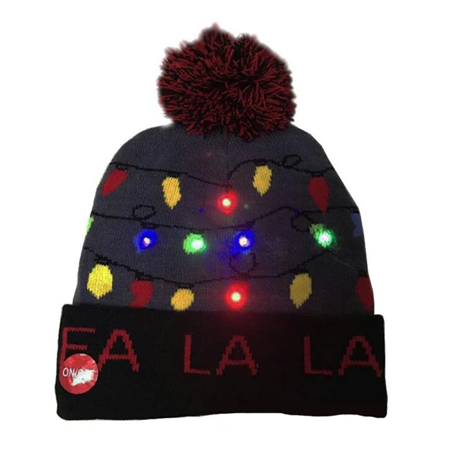 2020 Hot Sale Customized Led Light Up Christmas Hat With Pom Pom Led Beanie Hat - Buy Light Up