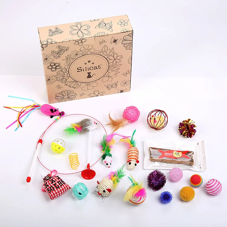 

cat toy set 20pcs gift box pet products wholesale in stock 2020 pet toys