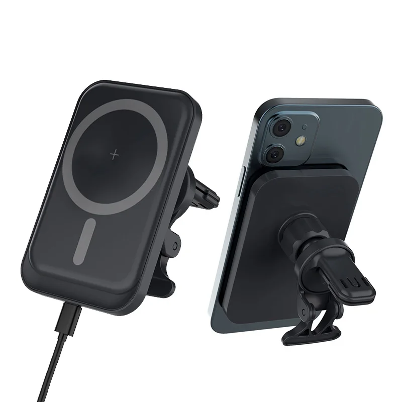 

15W 10W Fast Charging Auto Coil Induction Wireless Charger Car Mount Mobile Phone Holder For Smartphone, Black white