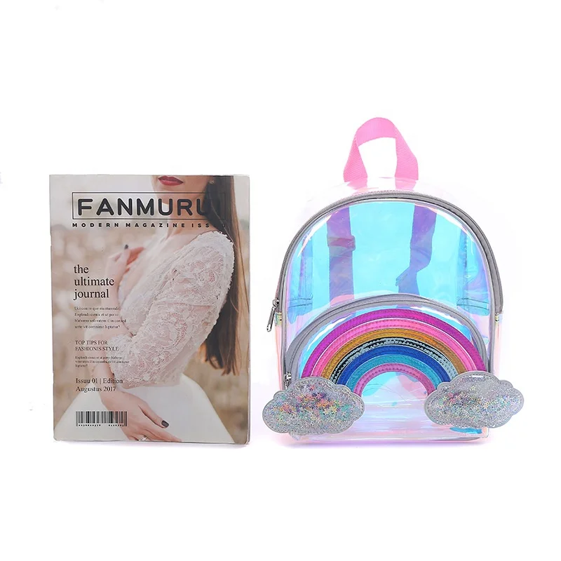 

3D rainbow children's school bag holographic laser bright powder school bag girl backpack