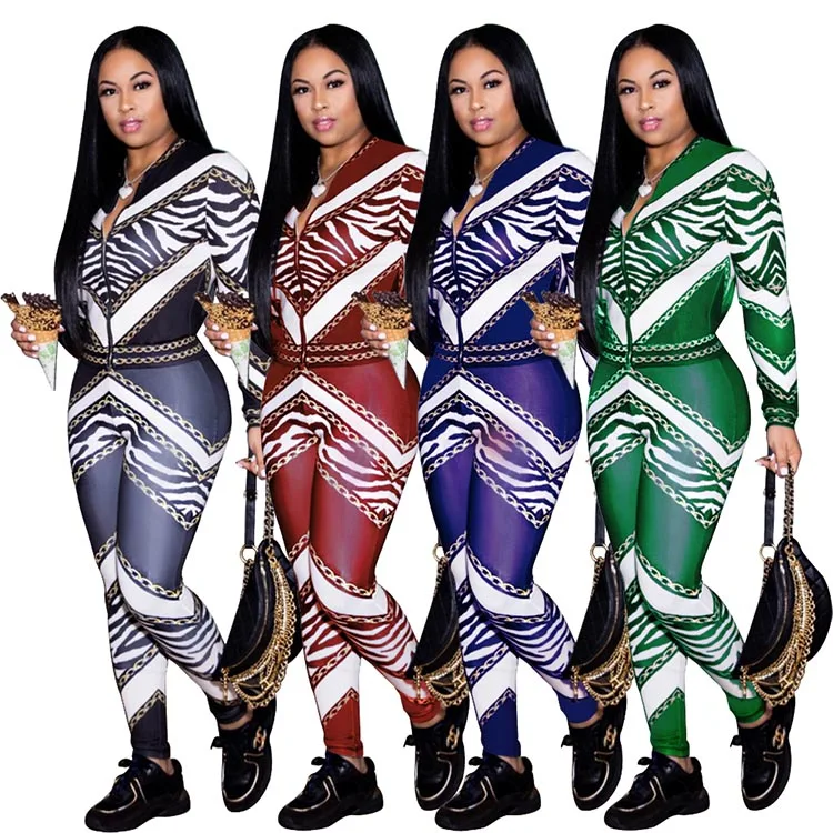 

Floral printed two pieces women tight fashion sports sets