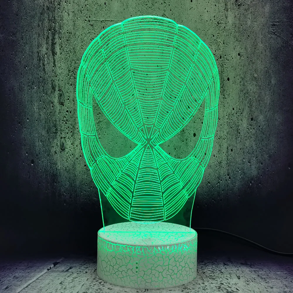 Spider-Man anime light home decor bedroom lamp cool display crack base USB 7 color sensor touch remote control 3D led moon light