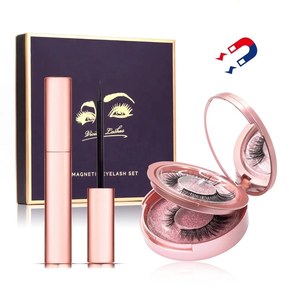 

2021 New Styles Top Quality 3D Magnets Powerful Mink Eye Lashes Silk False Magnetic Eyelashes Black OEM Fur China Long Item Hand