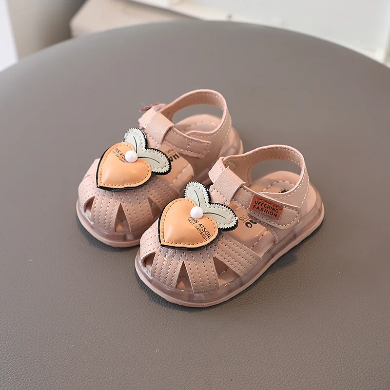 

Calicokiki Baby shoes 2022 summer new girl princess sandals fashion breathable soft bottom toddler shoes, Pink/white