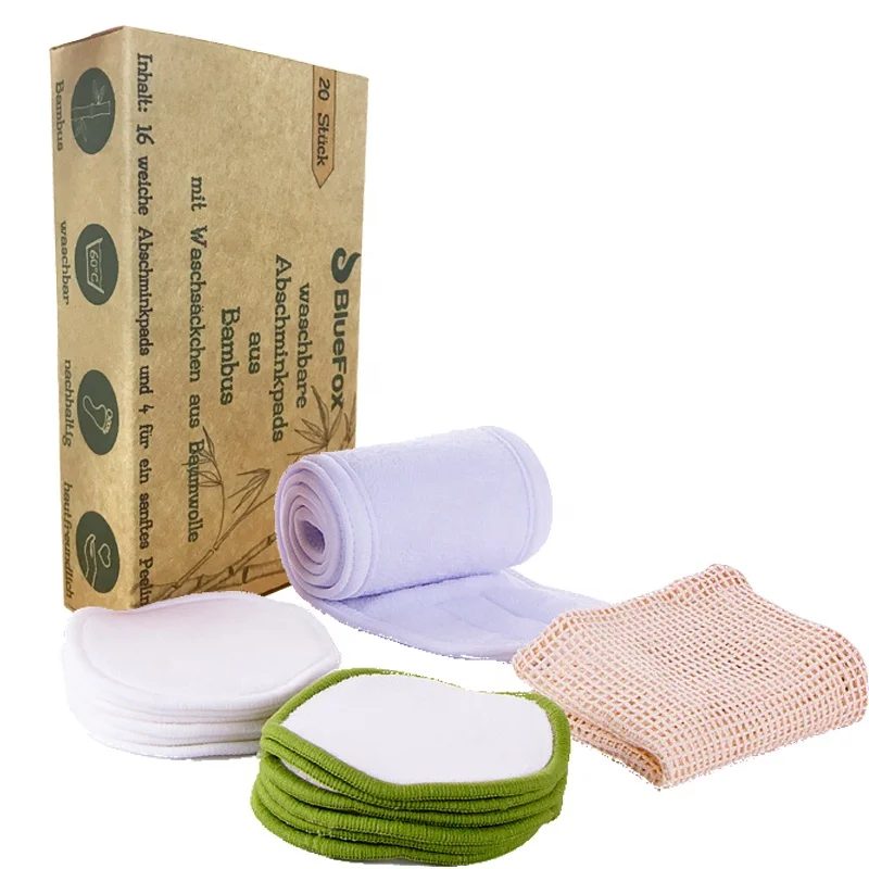 

Zero Waste Facial Cleansing Eco-Friendly Bamboo Cotton Makeup Remover Pads, Mixed color or custom color