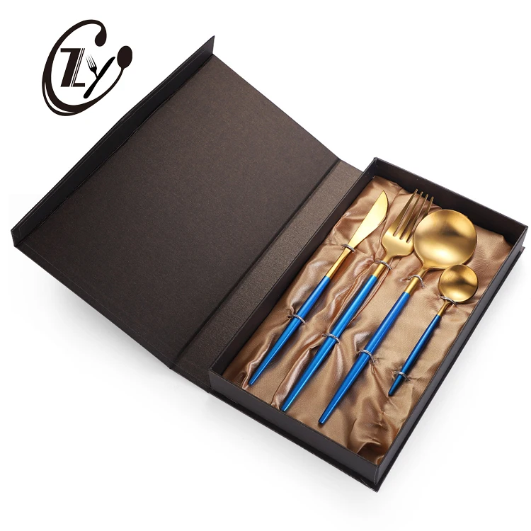 

Matte food grade stainless steel 18/10 metal cutlery sets fork spoon set, Gold