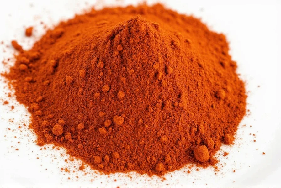 Close-up of clumped chili powder