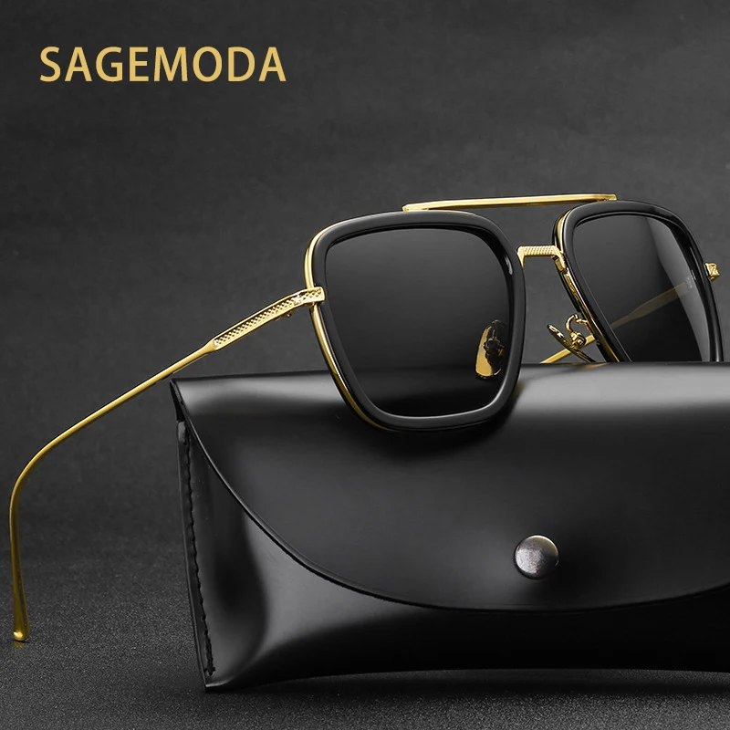 

fashion style retro vintage man Steam punk Square zinc alloy frame Men's Sunglasses 2022