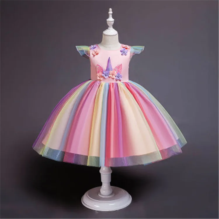 

New design Summer High Quality Flower Party Princess Girl Dress